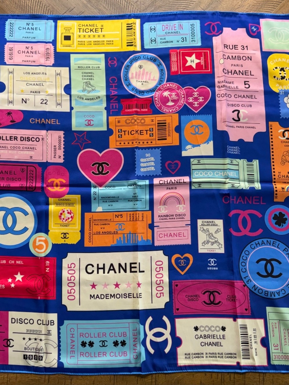 Chanel Ticket Print Silk Scarf - Picture 6 of 6